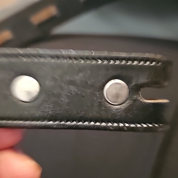 Nadine women's black leather belts w/ silverhearts strung w/ brown leather.‎ 28 - Picture 11 of 12